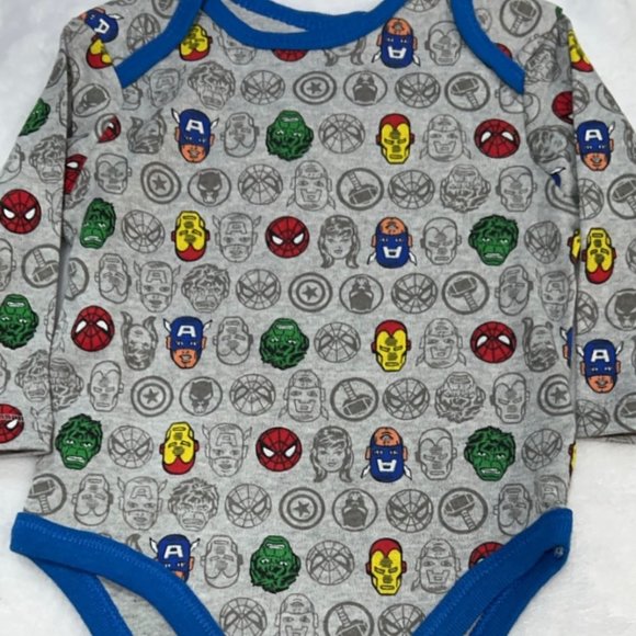 Marvel Avenger Superhero's Long Sleeves Onesie Size 3 Months NWT - Picture 1 of 5